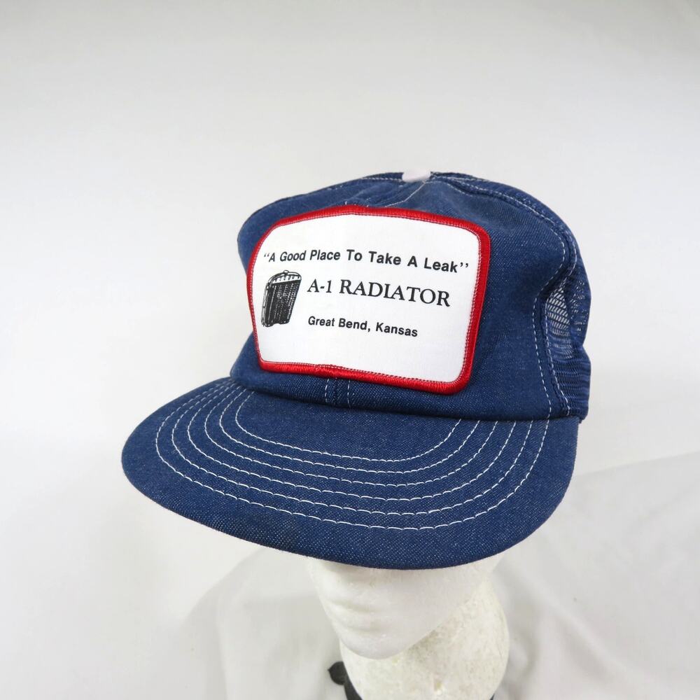 Funny A Good Place To Take A Leak Denim Hat Trucker Blue White One Sz Snapback